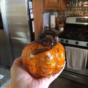 Halloween hand blown glass pumpkin fall
